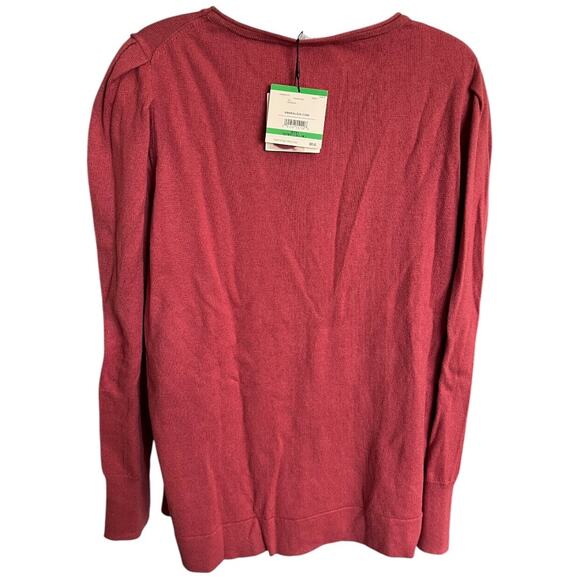 Anne Klein Autumn Rose cotton cashmere sweater Large NWT - Picture 3 of 6